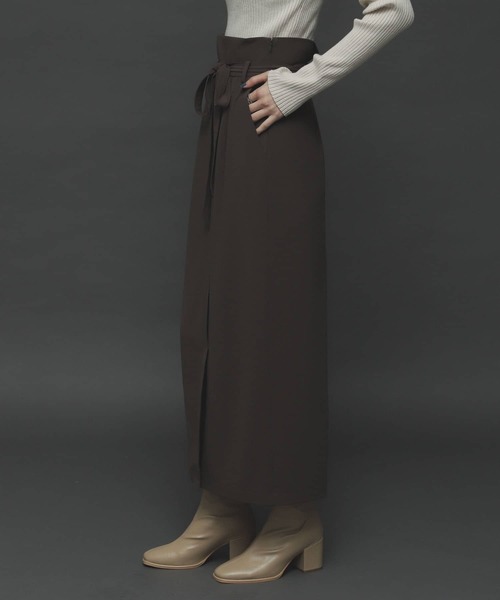 SENSE OF PLACE by URBAN RESEARCH（センスオブプレイスバイアーバンリサーチ）の「『TALLサイズあり』ジョーゼットハイウエストラップスカート（スカート・レディース・ブラック/パープル/ブラウン/ライトベージュ・SMALL/MEDIUM/TALL）」の3枚目の写真