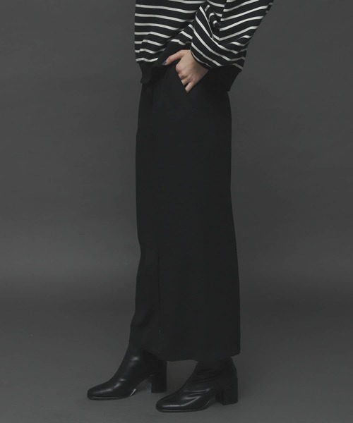 SENSE OF PLACE by URBAN RESEARCH（センスオブプレイスバイアーバンリサーチ）の「『TALLサイズあり』ジョーゼットハイウエストラップスカート（スカート・レディース・ブラック/パープル/ブラウン/ライトベージュ・SMALL/MEDIUM/TALL）」の2枚目の写真