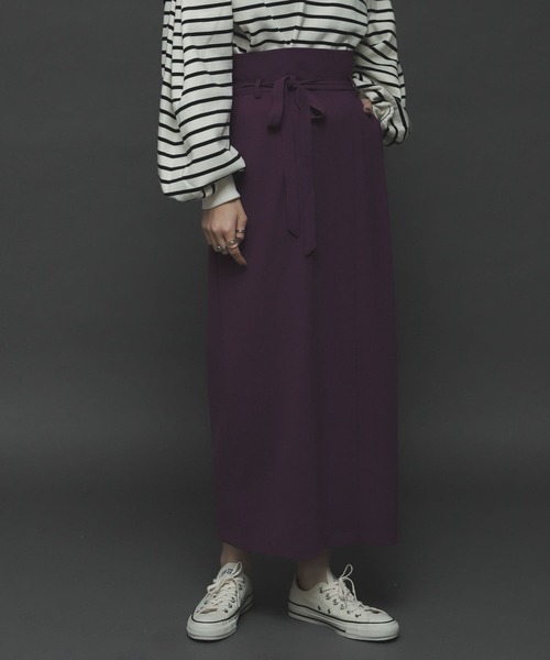 SENSE OF PLACE by URBAN RESEARCH（センスオブプレイスバイアーバンリサーチ）の「『TALLサイズあり』ジョーゼットハイウエストラップスカート（スカート・レディース・ブラック/パープル/ブラウン/ライトベージュ・SMALL/MEDIUM/TALL）」の12枚目の写真