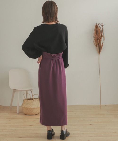 SENSE OF PLACE by URBAN RESEARCH（センスオブプレイスバイアーバンリサーチ）の「『TALLサイズあり』ジョーゼットハイウエストラップスカート（スカート・レディース・ブラック/パープル/ブラウン/ライトベージュ・SMALL/MEDIUM/TALL）」の19枚目の写真