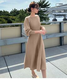 ♡大人気♡ ベージュ　ロングワンピース 大きいサイズ レディース ビジュー付きハートネックロング