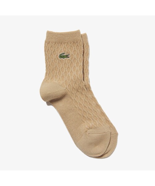 LACOSTE（ラコステ）の「ウールブレンドリンクスニットソックス（ソックス/靴下・レディース・ブラック/ベージュ/オフホワイト・24.0cm）」の3枚目の写真