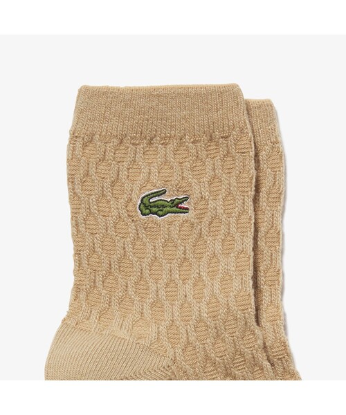 LACOSTE（ラコステ）の「ウールブレンドリンクスニットソックス（ソックス/靴下・レディース・ブラック/ベージュ/オフホワイト・24.0cm）」の4枚目の写真