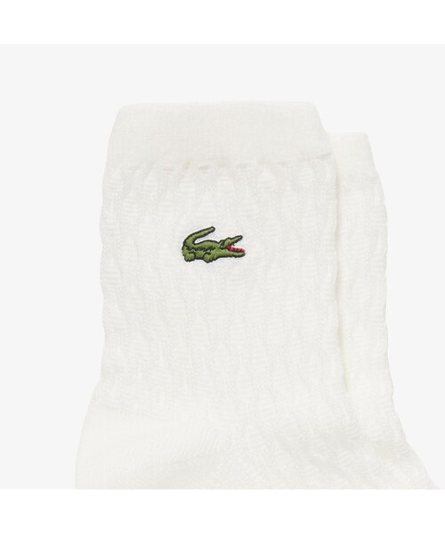 LACOSTE（ラコステ）の「ウールブレンドリンクスニットソックス（ソックス/靴下・レディース・ブラック/ベージュ/オフホワイト・24.0cm）」の5枚目の写真