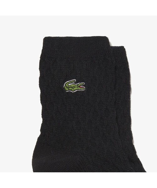 LACOSTE（ラコステ）の「ウールブレンドリンクスニットソックス（ソックス/靴下・レディース・ブラック/ベージュ/オフホワイト・24.0cm）」の6枚目の写真