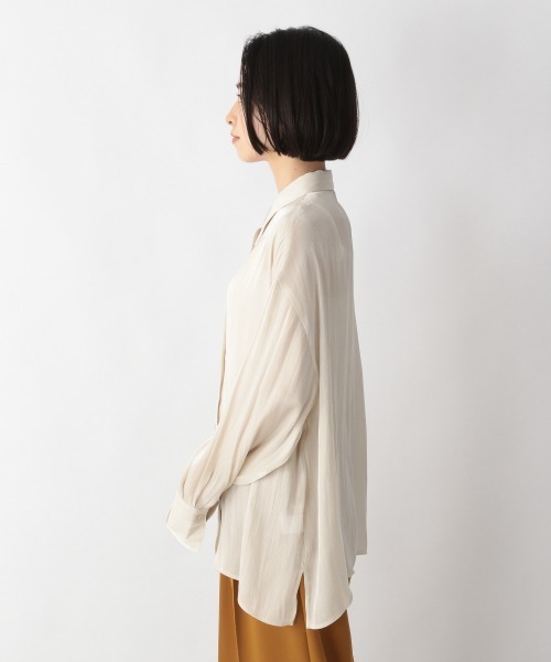 LOWRYS FARM(ローリーズファーム)の「シャイニーシャツLS 235605(シャツ/ブラウス・レディース・ブラウン系その他/ベージュ/ブルー系その他・FREE)」の5枚目の写真