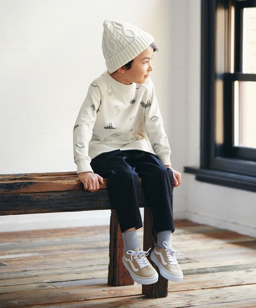 D.fesense（ディーフェセンス）の「恐竜トレーナー（スウェット・キッズ・グレー/オフホワイト/グリーン・80ｃｍ/90cm/110cm/100cm）」の6枚目の写真