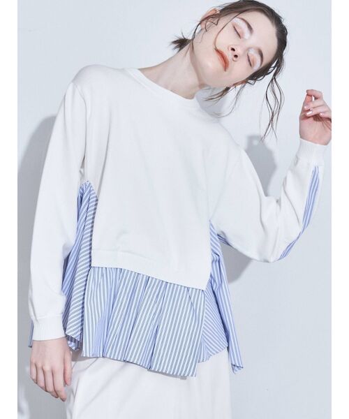 ELENDEEK（エレンディーク）の「ヘムフレアドッキングニット（ニット/セーター・レディース・ブラック/オフホワイト/その他1・FREE）」の12枚目の写真