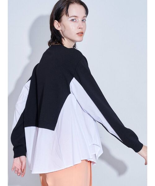 ELENDEEK（エレンディーク）の「ヘムフレアドッキングニット（ニット/セーター・レディース・ブラック/オフホワイト/その他1・FREE）」の22枚目の写真