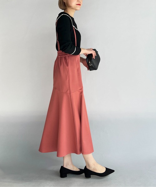 PICCIN（ピッチン）の「フロントボタンマーメイドスカート（サスペンダー付き）（スカート・レディース・ブラック/ピンク・M/L）」の7枚目の写真