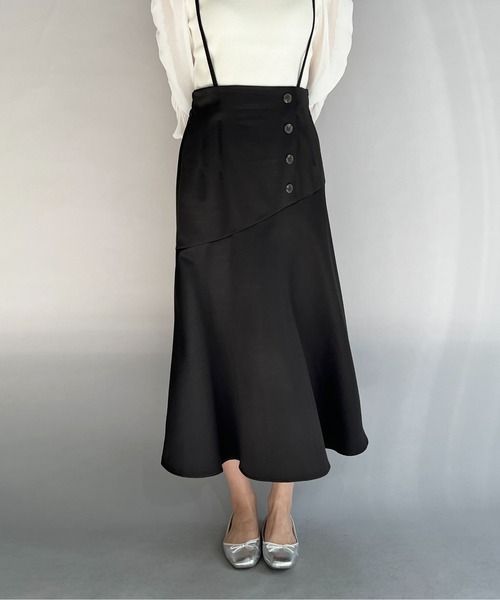 PICCIN（ピッチン）の「フロントボタンマーメイドスカート（サスペンダー付き）（スカート・レディース・ブラック/ピンク・M/L）」の10枚目の写真