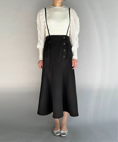 PICCIN（ピッチン）の「フロントボタンマーメイドスカート（サスペンダー付き）（スカート・レディース・ブラック/ピンク・M/L）」の13枚目の写真