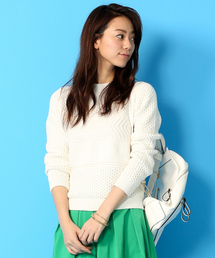 Rouge vif | 柄編みコンパクトニット(ニット/セーター)