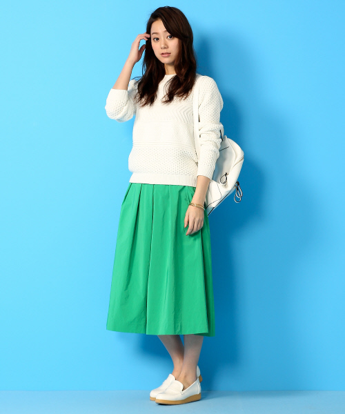 Rouge vif（ルージュヴィフ）の「柄編みコンパクトニット（ニット/セーター・レディース・ホワイト/ブルー・FREE）」の3枚目の写真