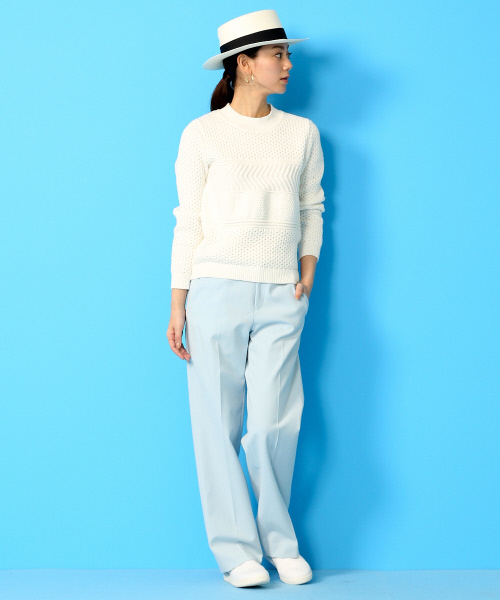 Rouge vif（ルージュヴィフ）の「柄編みコンパクトニット（ニット/セーター・レディース・ホワイト/ブルー・FREE）」の4枚目の写真