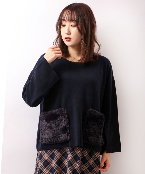 セール Annanicola フェイクファーポケット ニットプルオーバー ニット セーター Anna Nicola アンナニコラ のファッション通販 Zozotown