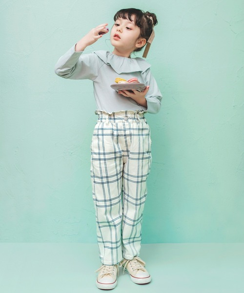 BRANSHES(ブランシェス)の「【綿100% / 前後着れる2way】襟フリル長袖Tシャツ ロンT<br>(Tシャツ/カットソー・キッズ・ピンク/オフホワイト/ブラック/ライトグリーン・130/120/110/100/140/90/150)」の10枚目の写真