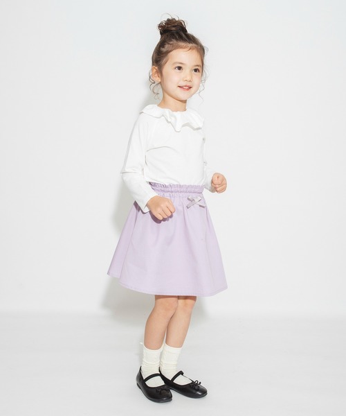 BRANSHES(ブランシェス)の「【綿100% / 前後着れる2way】襟フリル長袖Tシャツ ロンT<br>(Tシャツ/カットソー・キッズ・ピンク/オフホワイト/ブラック/ライトグリーン・130/120/110/100/140/90/150)」の16枚目の写真