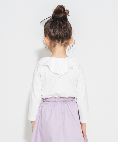 BRANSHES(ブランシェス)の「【綿100% / 前後着れる2way】襟フリル長袖Tシャツ ロンT<br>(Tシャツ/カットソー・キッズ・ピンク/オフホワイト/ブラック/ライトグリーン・130/120/110/100/140/90/150)」の15枚目の写真