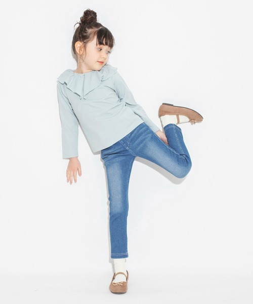 BRANSHES(ブランシェス)の「【綿100% / 前後着れる2way】襟フリル長袖Tシャツ ロンT<br>(Tシャツ/カットソー・キッズ・ピンク/オフホワイト/ブラック/ライトグリーン・130/120/110/100/140/90/150)」の5枚目の写真