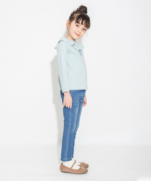 BRANSHES(ブランシェス)の「【綿100% / 前後着れる2way】襟フリル長袖Tシャツ ロンT<br>(Tシャツ/カットソー・キッズ・ピンク/オフホワイト/ブラック/ライトグリーン・130/120/110/100/140/90/150)」の6枚目の写真