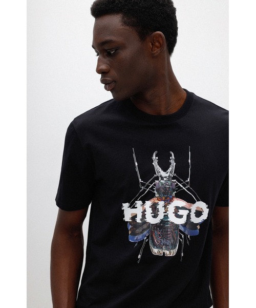 HUGO(ヒューゴ)の「サイバーバグ アートワーク コットンジャージー Tシャツ(Tシャツ/カットソー・メンズ・ブラック・L/XL/XS/S/M/XXL)」の5枚目の写真