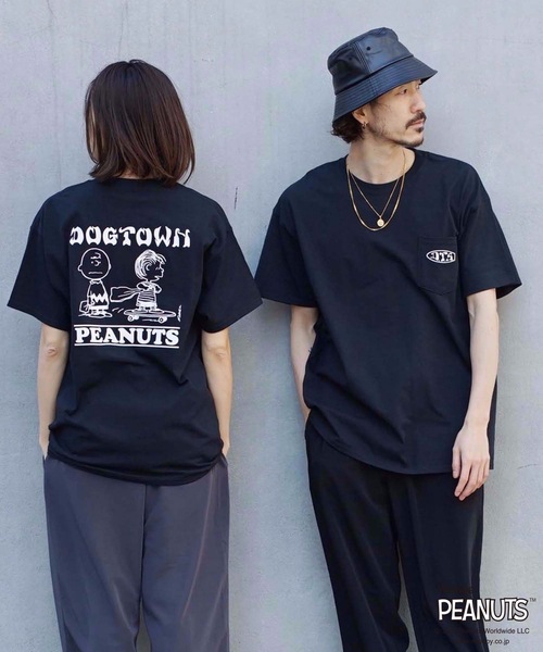 DOGTOWN(ドッグタウン)の「PEANUTS CHARLIE BROWN POCKET S/S T-SHIRTS/DOGTOWN(ドッグタウン)半袖Tシャツ(Tシャツ/カットソー・メンズ・ホワイト/ブラック・MEDIUM/LARGE/X-LARGE/XX-LARGE)」の1枚目の写真