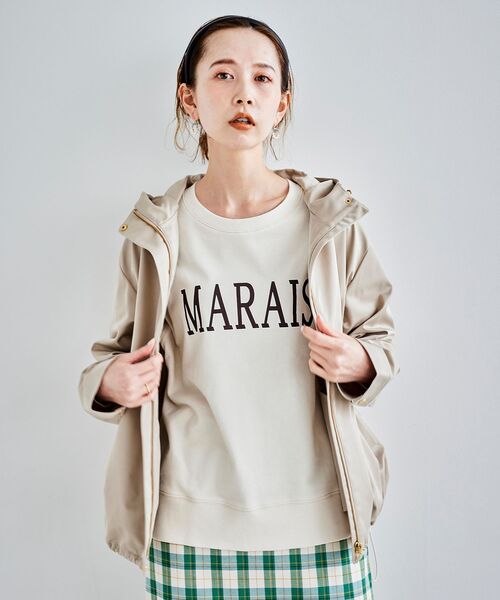 le.coeur blanc(ルクールブラン)の「ツイルストレッチフードブルゾン(ブルゾン・レディース・ベージュ/ネイビー/グレイッシュベージュ・FREE)」の8枚目の写真