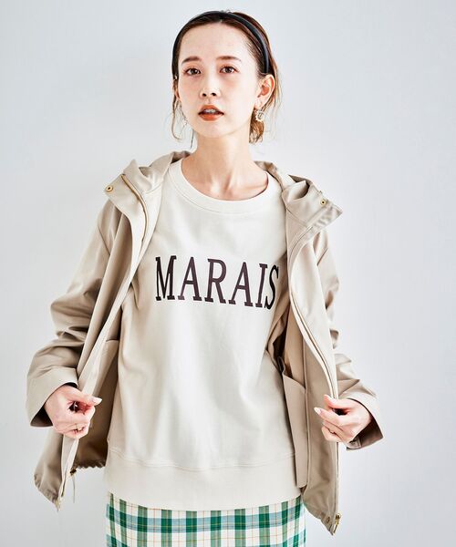 le.coeur blanc(ルクールブラン)の「ツイルストレッチフードブルゾン(ブルゾン・レディース・ベージュ/ネイビー/グレイッシュベージュ・FREE)」の11枚目の写真