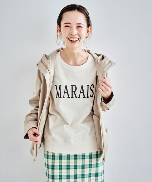 le.coeur blanc(ルクールブラン)の「ツイルストレッチフードブルゾン(ブルゾン・レディース・ベージュ/ネイビー/グレイッシュベージュ・FREE)」の12枚目の写真