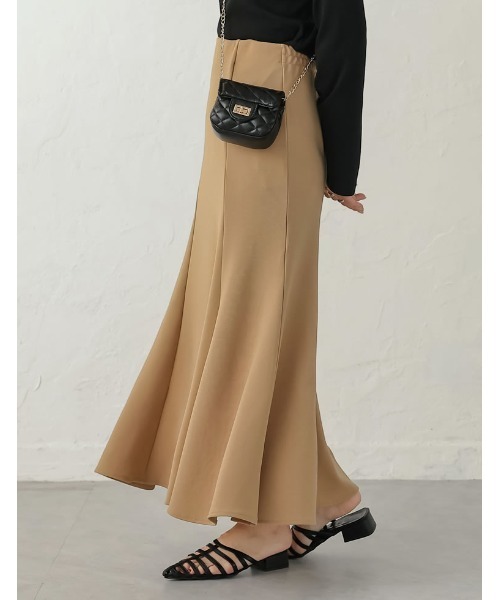 Re:EDIT（リエディ）の「[新色追加][低身長サイズ有][イージーケア]リブポンチハイウエストマーメイドスカート（スカート・レディース・ブラック/ブルー/ベージュ/グリーン/ラベンダー/ブルー系その他/グレー・AM/AS/LARGE/MEDIUM）」の3枚目の写真