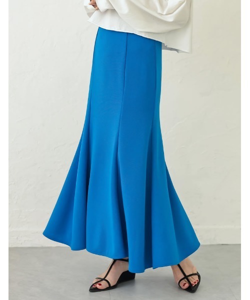 Re:EDIT（リエディ）の「[新色追加][低身長サイズ有][イージーケア]リブポンチハイウエストマーメイドスカート（スカート・レディース・ブラック/ブルー/ベージュ/グリーン/ラベンダー/ブルー系その他/グレー・AM/AS/LARGE/MEDIUM）」の6枚目の写真