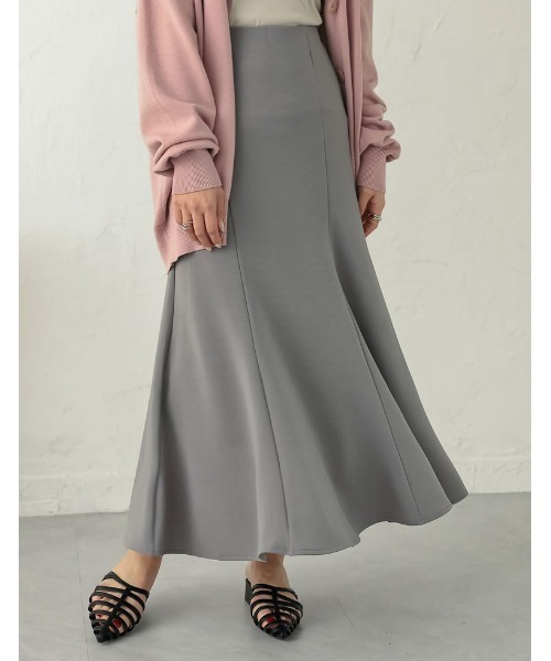 Re:EDIT（リエディ）の「[新色追加][低身長サイズ有][イージーケア]リブポンチハイウエストマーメイドスカート（スカート・レディース・ブラック/ブルー/ベージュ/グリーン/ラベンダー/ブルー系その他/グレー・AM/AS/LARGE/MEDIUM）」の2枚目の写真