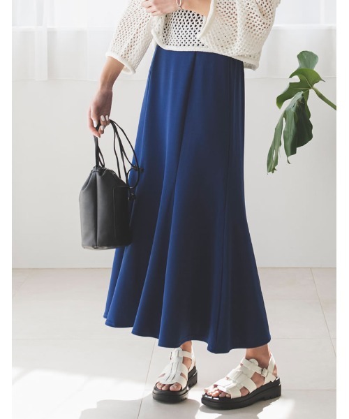 Re:EDIT（リエディ）の「[新色追加][低身長サイズ有][イージーケア]リブポンチハイウエストマーメイドスカート（スカート・レディース・ブラック/ブルー/ベージュ/グリーン/ラベンダー/ブルー系その他/グレー・AM/AS/LARGE/MEDIUM）」の5枚目の写真