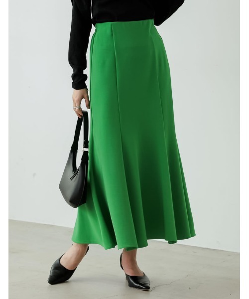 Re:EDIT（リエディ）の「[新色追加][低身長サイズ有][イージーケア]リブポンチハイウエストマーメイドスカート（スカート・レディース・ブラック/ブルー/ベージュ/グリーン/ラベンダー/ブルー系その他/グレー・AM/AS/LARGE/MEDIUM）」の4枚目の写真