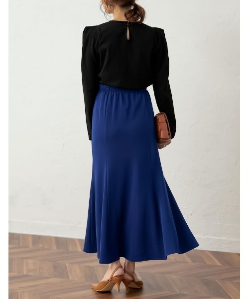 Re:EDIT（リエディ）の「[新色追加][低身長サイズ有][イージーケア]リブポンチハイウエストマーメイドスカート（スカート・レディース・ブラック/ブルー/ベージュ/グリーン/ラベンダー/ブルー系その他/グレー・AM/AS/LARGE/MEDIUM）」の14枚目の写真