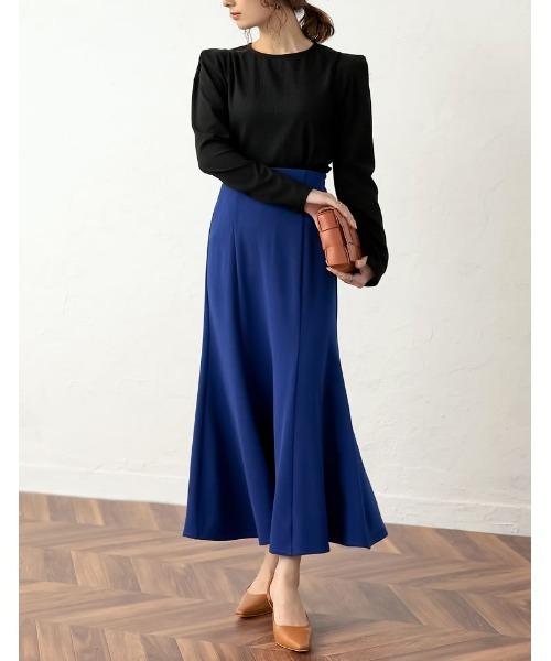 Re:EDIT（リエディ）の「[新色追加][低身長サイズ有][イージーケア]リブポンチハイウエストマーメイドスカート（スカート・レディース・ブラック/ブルー/ベージュ/グリーン/ラベンダー/ブルー系その他/グレー・AM/AS/LARGE/MEDIUM）」の10枚目の写真