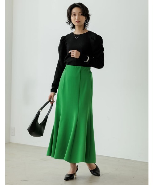 Re:EDIT（リエディ）の「[新色追加][低身長サイズ有][イージーケア]リブポンチハイウエストマーメイドスカート（スカート・レディース・ブラック/ブルー/ベージュ/グリーン/ラベンダー/ブルー系その他/グレー・AM/AS/LARGE/MEDIUM）」の17枚目の写真