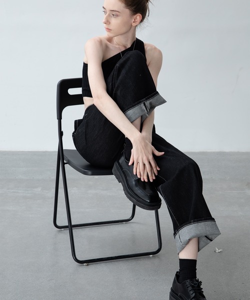 EKCOOKIES（イーケークッキーズ）の「【 ユニセックス 】【 EKCOOKIES 】ワンショルダーリブニット（ニット/セーター・レディース・ホワイト/ブラック/サックスブルー・S/M）」の5枚目の写真