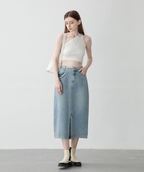 EKCOOKIES（イーケークッキーズ）の「【 ユニセックス 】【 EKCOOKIES 】ワンショルダーリブニット（ニット/セーター・レディース・ホワイト/ブラック/サックスブルー・S/M）」の13枚目の写真