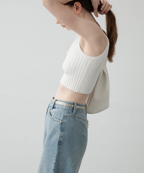 EKCOOKIES（イーケークッキーズ）の「【 ユニセックス 】【 EKCOOKIES 】ワンショルダーリブニット（ニット/セーター・レディース・ホワイト/ブラック/サックスブルー・S/M）」の4枚目の写真