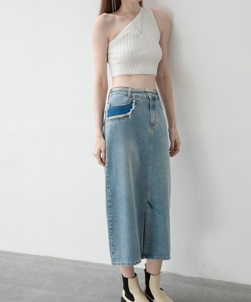 EKCOOKIES（イーケークッキーズ）の「【 ユニセックス 】【 EKCOOKIES 】ワンショルダーリブニット（ニット/セーター・レディース・ホワイト/ブラック/サックスブルー・S/M）」の9枚目の写真