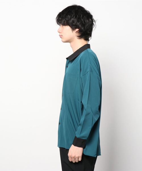 JOHN'S CLOSET（ジョンズクローゼット）の「【i】ポリストレッチクレリックビッグシャツ（シャツ/ブラウス・メンズ・チャコールグレー/グリーン/グレイッシュベージュ/サックスブルー/ホワイト/パープル/ブラック/ネイビー・LARGE/MEDIUM/X-LARGE）」の21枚目の写真