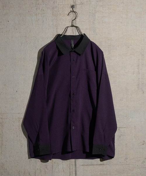 JOHN'S CLOSET（ジョンズクローゼット）の「【i】ポリストレッチクレリックビッグシャツ（シャツ/ブラウス・メンズ・チャコールグレー/グリーン/グレイッシュベージュ/サックスブルー/ホワイト/パープル/ブラック/ネイビー・LARGE/MEDIUM/X-LARGE）」の8枚目の写真