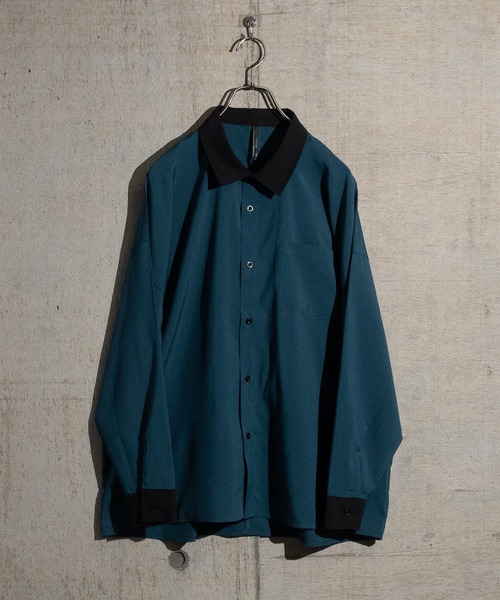 JOHN'S CLOSET（ジョンズクローゼット）の「【i】ポリストレッチクレリックビッグシャツ（シャツ/ブラウス・メンズ・チャコールグレー/グリーン/グレイッシュベージュ/サックスブルー/ホワイト/パープル/ブラック/ネイビー・LARGE/MEDIUM/X-LARGE）」の6枚目の写真