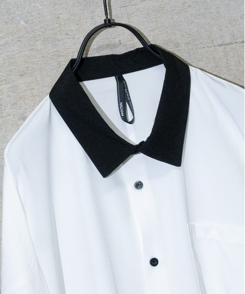 JOHN'S CLOSET（ジョンズクローゼット）の「【i】ポリストレッチクレリックビッグシャツ（シャツ/ブラウス・メンズ・チャコールグレー/グリーン/グレイッシュベージュ/サックスブルー/ホワイト/パープル/ブラック/ネイビー・LARGE/MEDIUM/X-LARGE）」の9枚目の写真