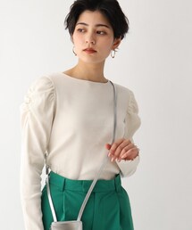 OPAQUE.CLIP | スーピマコットンリブ ギャザースリーブトップス(ニット/セーター)
