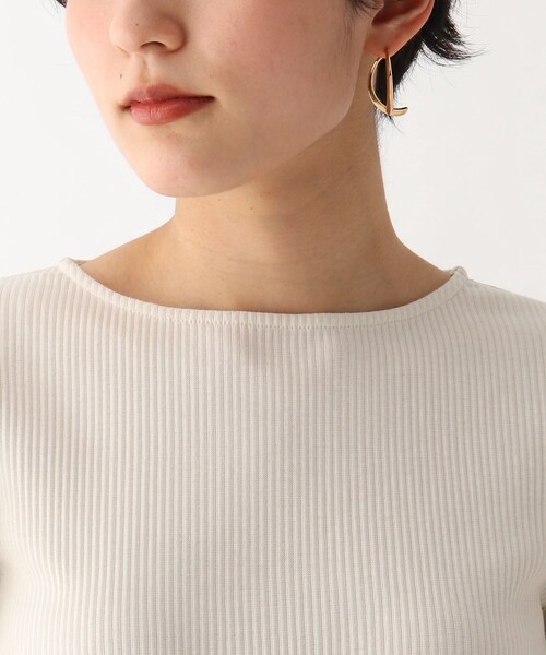 OPAQUE.CLIP（オペークドットクリップ）の「◆スーピマコットンリブ ギャザースリーブトップス（ニット/セーター・レディース・ホワイト系/ライトブルー/ブラック・42/40/38）」の7枚目の写真