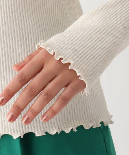 OPAQUE.CLIP（オペークドットクリップ）の「◆スーピマコットンリブ ギャザースリーブトップス（ニット/セーター・レディース・ホワイト系/ライトブルー/ブラック・42/40/38）」の8枚目の写真