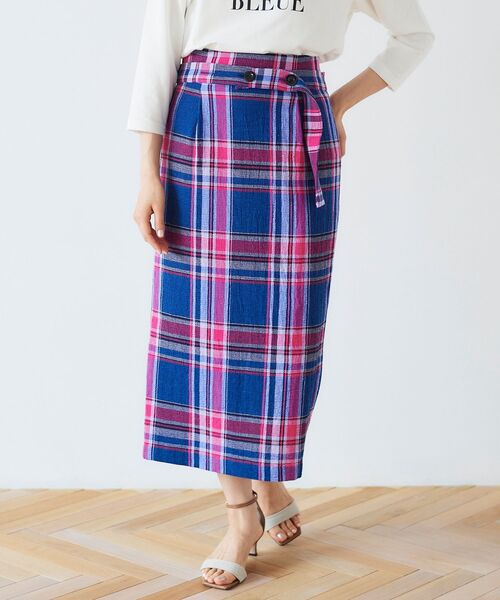 le.coeur blanc(ルクールブラン)の「MANTECO チェックハイウエストスカート(スカート・レディース・ベージュ系その他2/ブルー系その他2・36/38)」の2枚目の写真
